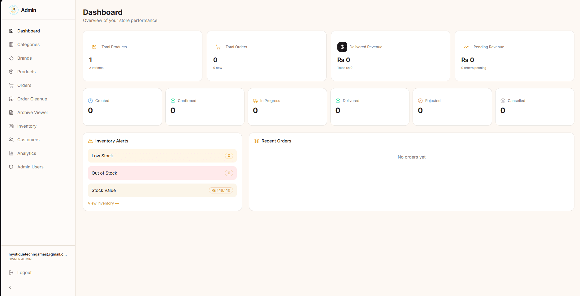 Mystique Tech Admin Dashboard