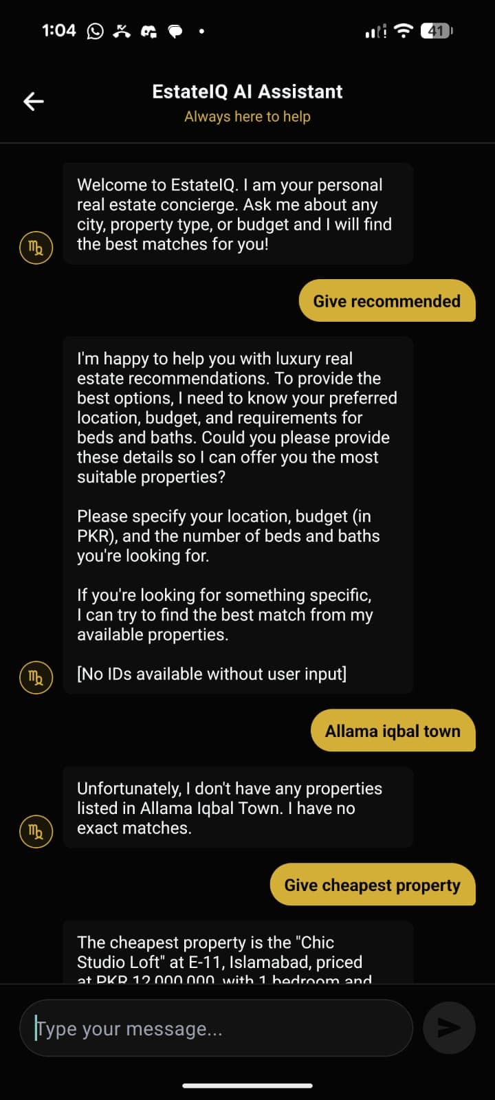 EstateIQ AI Chatbot